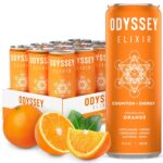 Odyssey Elixir Cognition + Sustainable Energy - Melena de león, Cordyceps, L teanina, ginseng y 85 mg de cafeína de té verde, 0 azúcar añadido, sin nerviosismo ni choque, naranja, 12 onzas líquidas,
