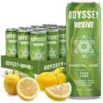 Odyssey Revive - Bebida de hidratación espumosa con L de teanina, melena de león, cordyceps y electrolitos, bebidas energéticas naturales sin cafeína, empaque 12 unidades